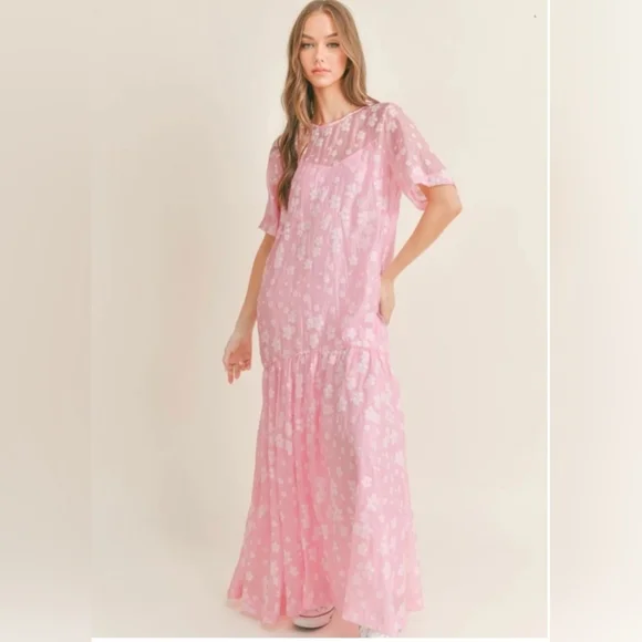 Mable- Pink Floral Maxi Dress - Lightweight Boho Style - Picture 2 of 9